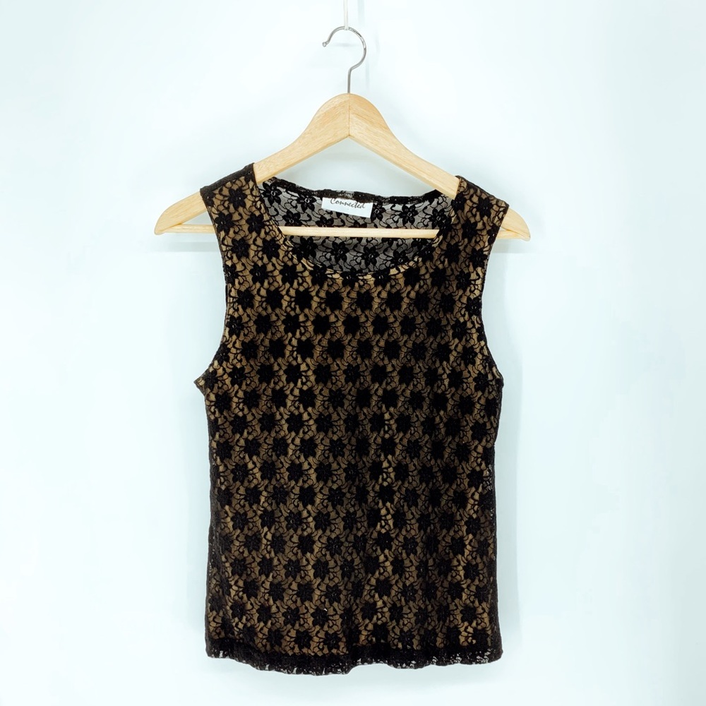 VINTAGE 90s Shirt Tank Camisole Sleeveless Lace Cami Goth Floral Blouse Top Tee
